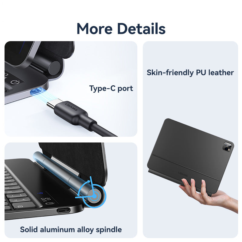 USAMS BH876 For iPad Pro 12.9 (2022) / (2021) / (2020) / (2018) Magnetic Bluetooth Keyboard Case (Digital Display Version) USAMS BH876 For iPad Pro 12.9 (2022) / (2021) / (2020) / (2018) Magnetic Bluetooth Keyboard Case (Digital Display Version)